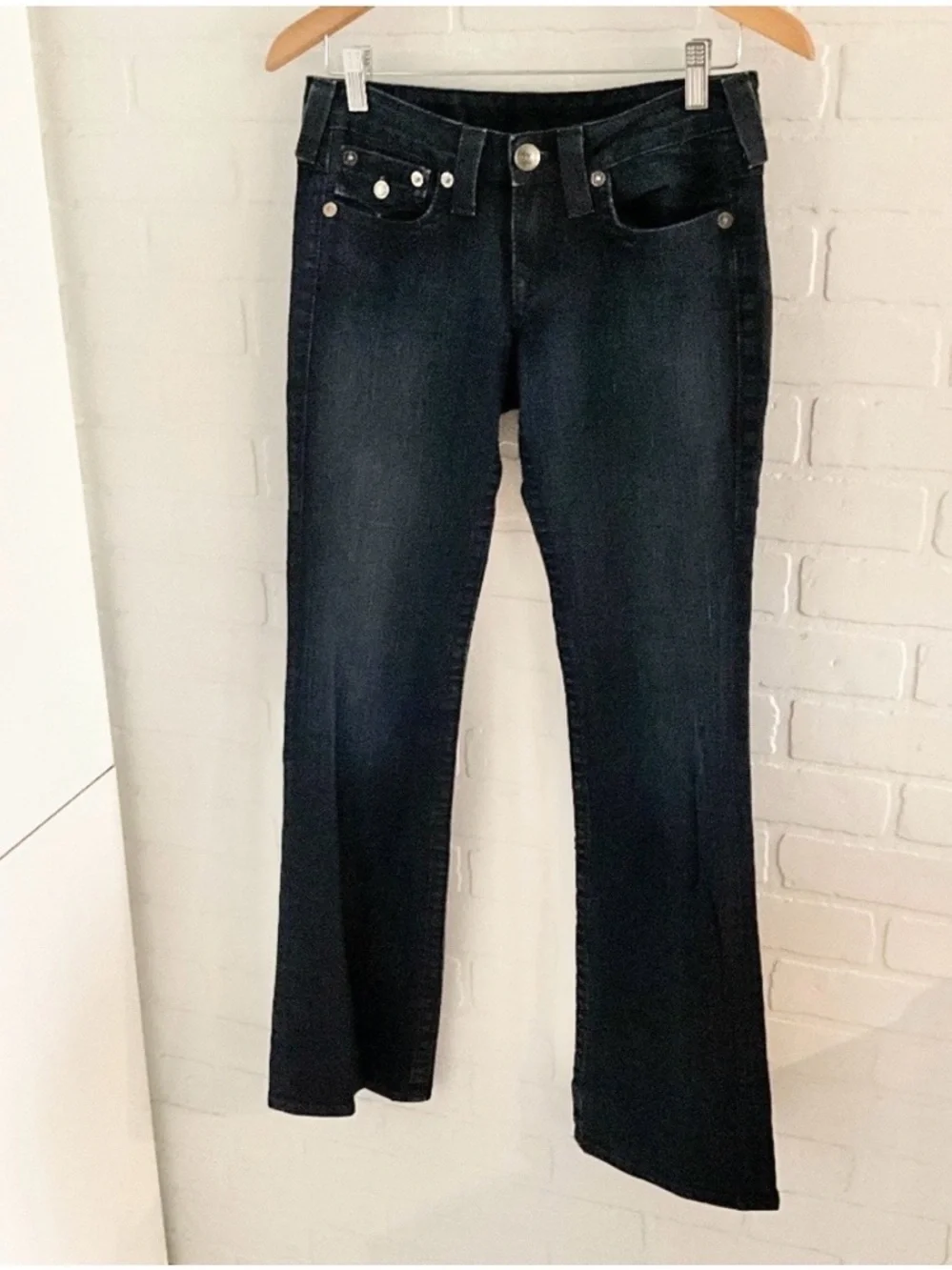 True Religion Y2K Becky Flare Jeans Low Rise Stretch USA Sz 28 - Picture 2 of 12